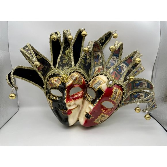VTG Authentic hand made in Italy Venetian carnival jester dual wall mask - Picture 3 of 14